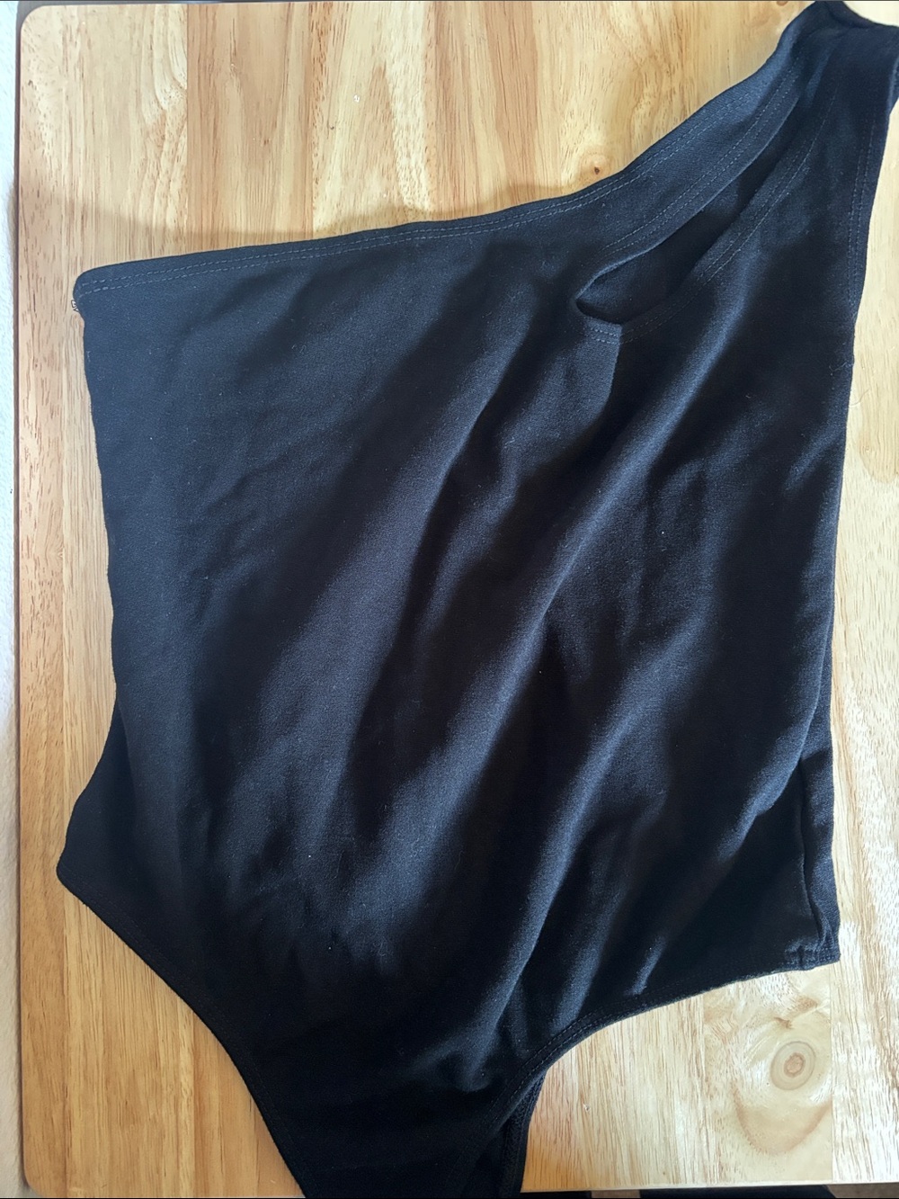 Woman’s Black One-Shoulder Bodysuit, Size M
